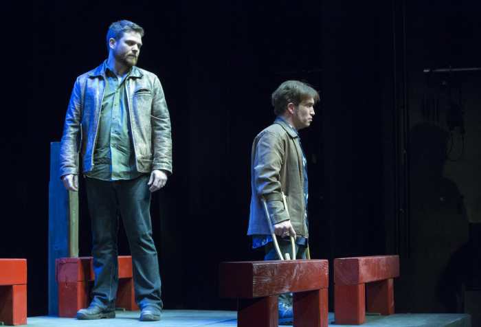 Paul David Power (Tony) (R) and Pat Dempsey (Evan) (L) perform in "Crippled" at the world premiere in St. John's Newfoundland Canada. Photo Credit: Submitted Power Productions.
